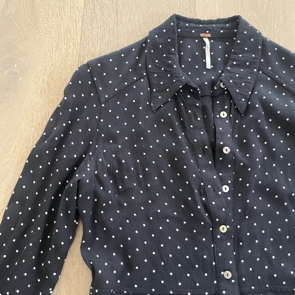 Free People Black Polka Dot Mini Dress - Picture 4 of 7